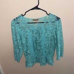 vintage cute lingerie flirty blouse see thru longsleeve y2k shirt blue laced top